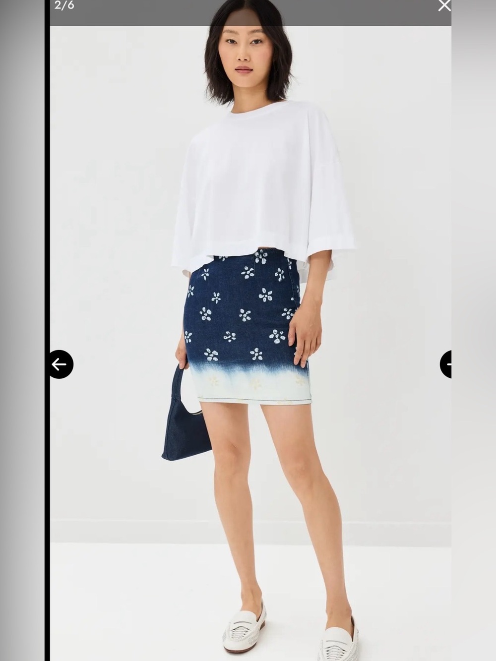 MARNI Bleached Flower Printer Stretch Denim Skirt